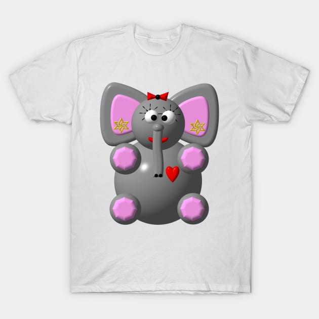 Cute Elephant wearing Earrings T-Shirt by CuteCrittersWithHeart